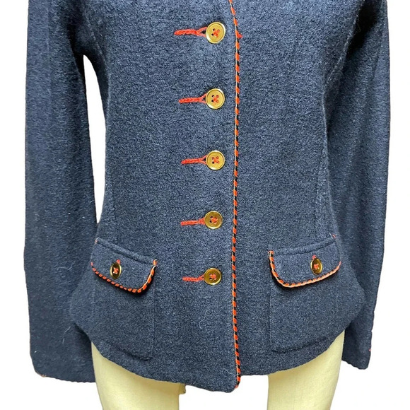 Anthropologie Rosie Neira Military Sweater Blazer Jacket Wool‎ Navy Blue Size XS - Picture 4 of 10